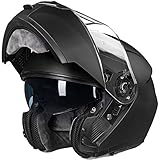 ILM Motorradhelm Klapphelm Integralhelm Doppelvisier ECE22.06 Modell 159,Mattes Schwarz,M