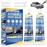 Karosseriekleber Schwarz, Scheibenkleber Auto,Klebstoff für Türdichtung Auto,Hochtemperatur Silikon Dichtmasse,Gute Abdichtung,Wasserdicht,Geeignet für Autotüren, Autofenster,50ml,2 Stück
