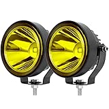 SUFEMOTEC Gelbe Led Nebelscheinwerfer 60W 4 Zoll Arbeitsscheinwerfer Fit für Motorrad LKW Auto SUV ATV Boot Traktor Rückfahrscheinwerfer 12V 24V OffRoad Fahrlicht Scheinwerfer