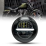 bamotoop 5.75 '' LED Motorrad Runder Scheinwerfer e-geprüft für Harley Davidson Dyna Street Bob Super Wide Glide Low Rider Night Rod Train Sportster Iron 883 Indian Scout Triumph (Schwarz)