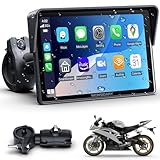 Kabelloses Motorrad CarPlay kompatibel mit Apple CarPlay & Android Auto,W522 5 Zoll IP67 Wasserdicht Touchscreen mit Dual Bluetooth,GPS Navigation,Sprachsteuerung,Equalizer,USB/Acc Stromversorgung